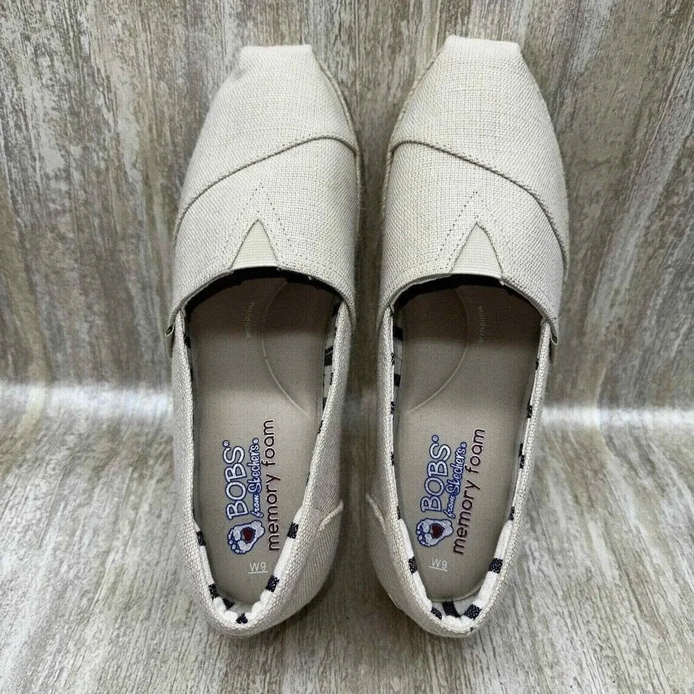 Bobs Laganlook Taupe Brown Espadrille Wedges Slip On Shoes Granola Girl Sz9 NICE